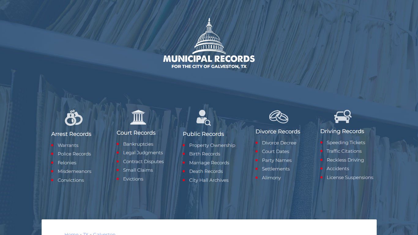 Municipal Records in Galveston tx